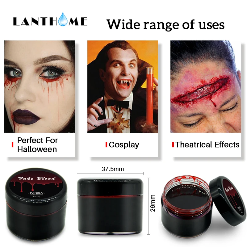 

Fake Blood Halloween Makeup Body Face Paint Wounds Scars Tattoos with Fake Scab Bloody Artificial Blood Simulation Human Vampire