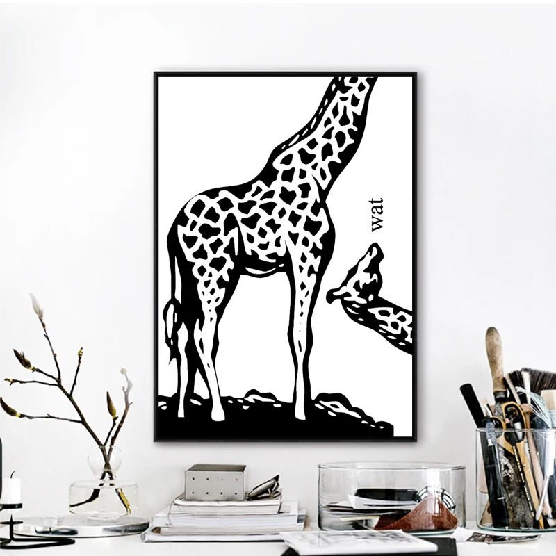 

Original Animal Art Canvas Print Painting Poster , Giraffe Wall Pictures For Home Decoration, Childrens Room Decor