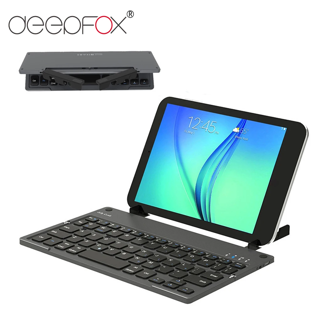 

Deepfox Portable Folding Bluetooth Keyboard Rechargeable Keyboard For IOS/Android/Windows ipad Tablet With Stand