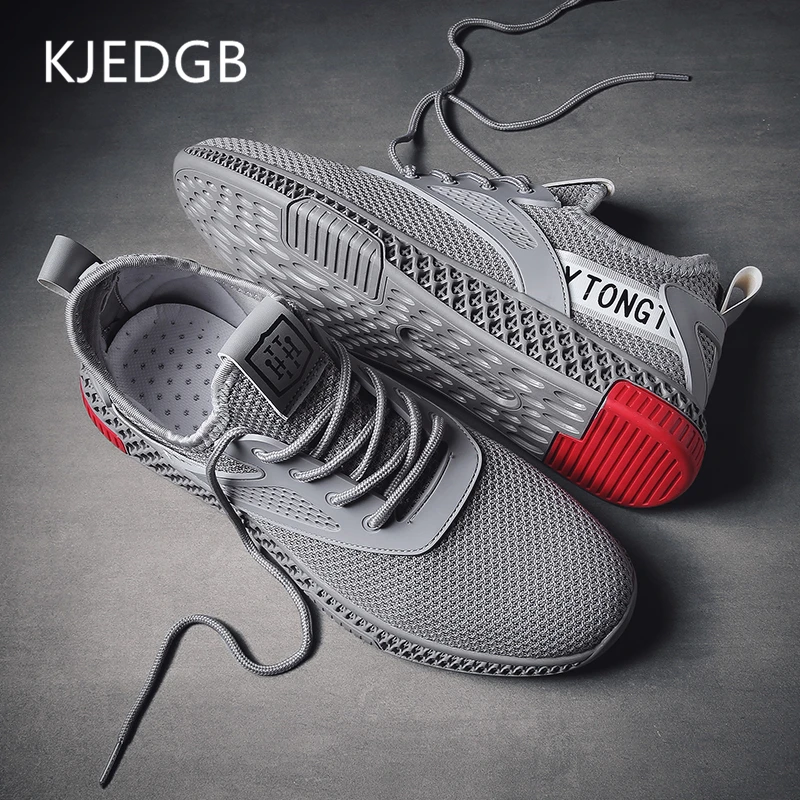 

KJEDGB New men casual shoes summer lace up light breathable flyknit sneakers fashion Man's shoes Dropshipping