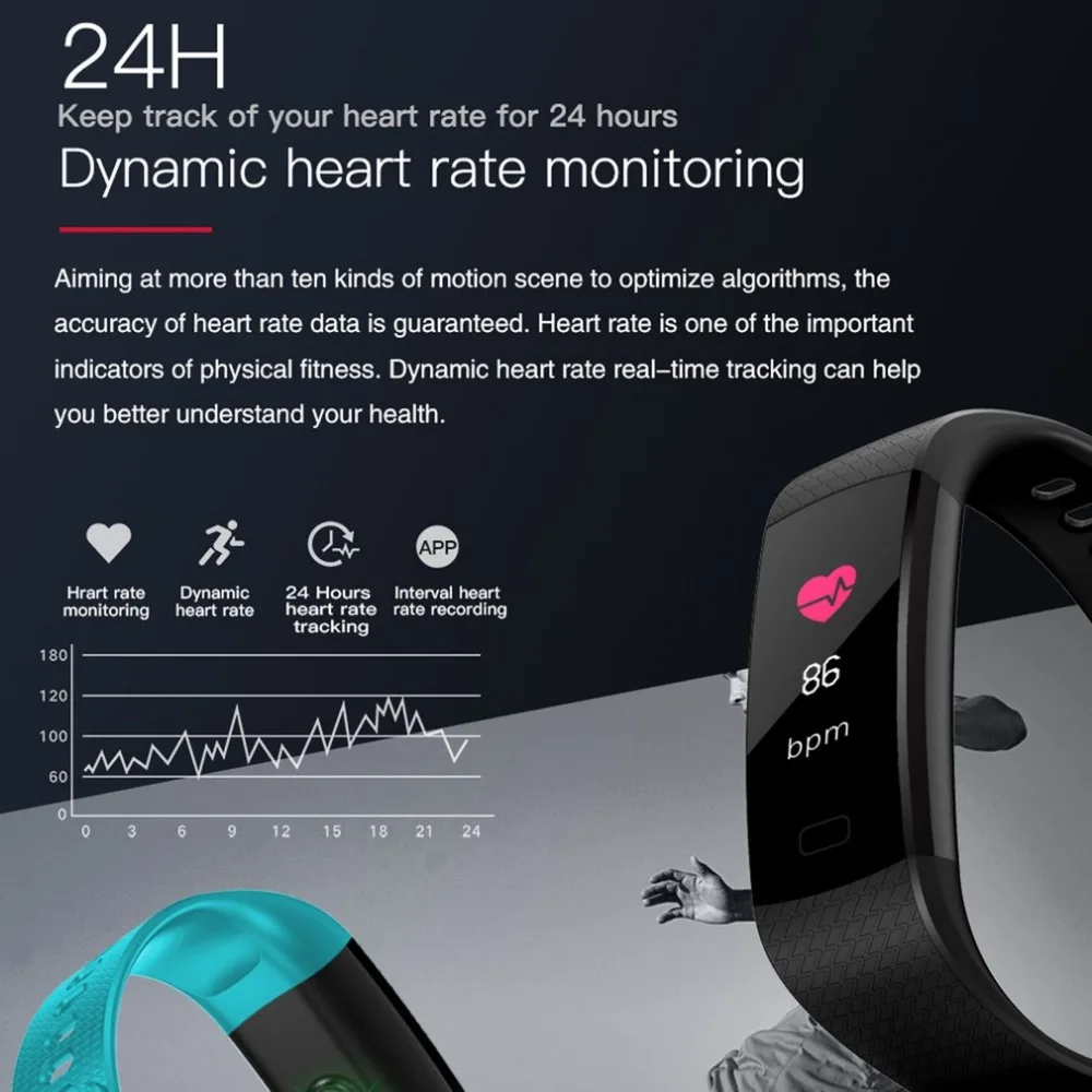 Y5 Fitness Bracelet Smart Wristbands Heart Rate Monitor Blood Pressure Fitness Tracker Smart Bracelet Color Screen Band