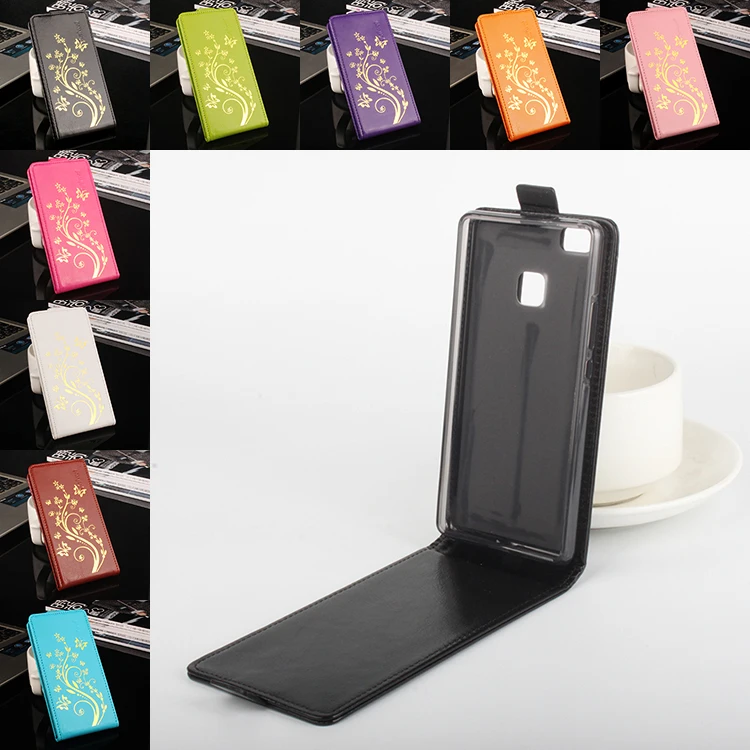 

For Huawei P9 Lite Phone Case Up-down Open Vertical Flip Premium Pattern PU Leather Case Cover Magnetic Closure Tanjin