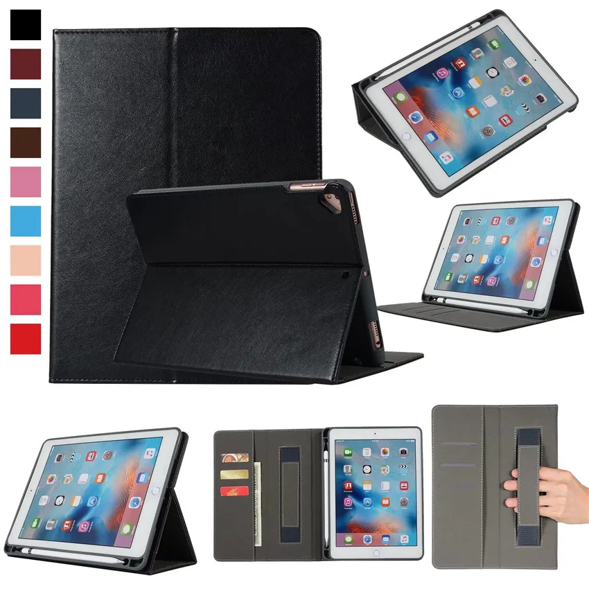 Для Apple iPad 9,7 чехол с карандашом держатель A1822 A1893 чехол для планшета для iPad Air 1 2 для iPad Pro 9,7 Funda чехол s+ ручка - Цвет: Черный