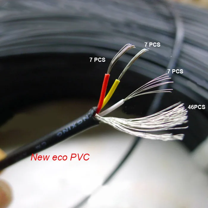 

3M/9.6FT Long Signal Shielding Wire 28AWG 3 CORE ECO PVC Copper Dual-Channel Audio Sound shield Cable 300V Video Audio Cables