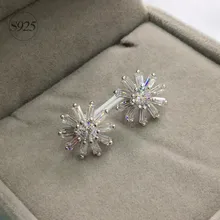 Высокое качество, Классические Солнечные женские серьги на свадебную вечеринку, 925 пробы серебряные Благородные Ювелирные изделия с кристаллами