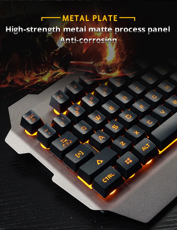 jazz Mechanical Wolf Wired Gaming Keyboard & Mouse Combos 104 Keys Backlit Keyboard 3200DPI Mouse  (12)