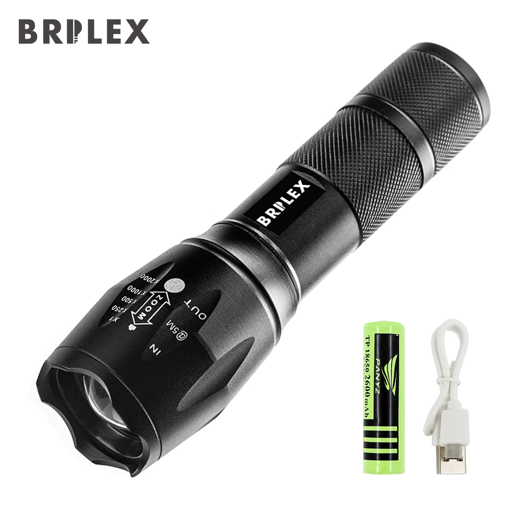Kopen BRILEX Zaklampen LED Tactische Zaklampen Hoge Lumen Draagbare Zaklamp Waterdicht Zaklamp Focal Verstelbare Zwarte Kleur.