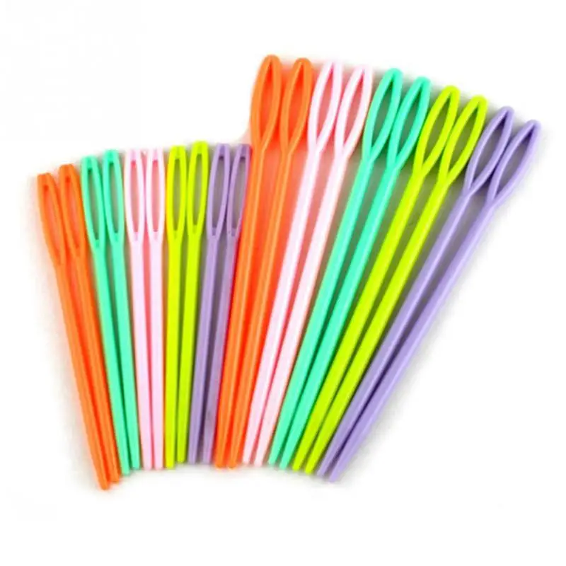 

Top Quality 12Pcs/Set Plastic DIY Knitting Needles Seam Sewing Tool Needlework Needle Arts & Crafts Random Color 7CM/9CM