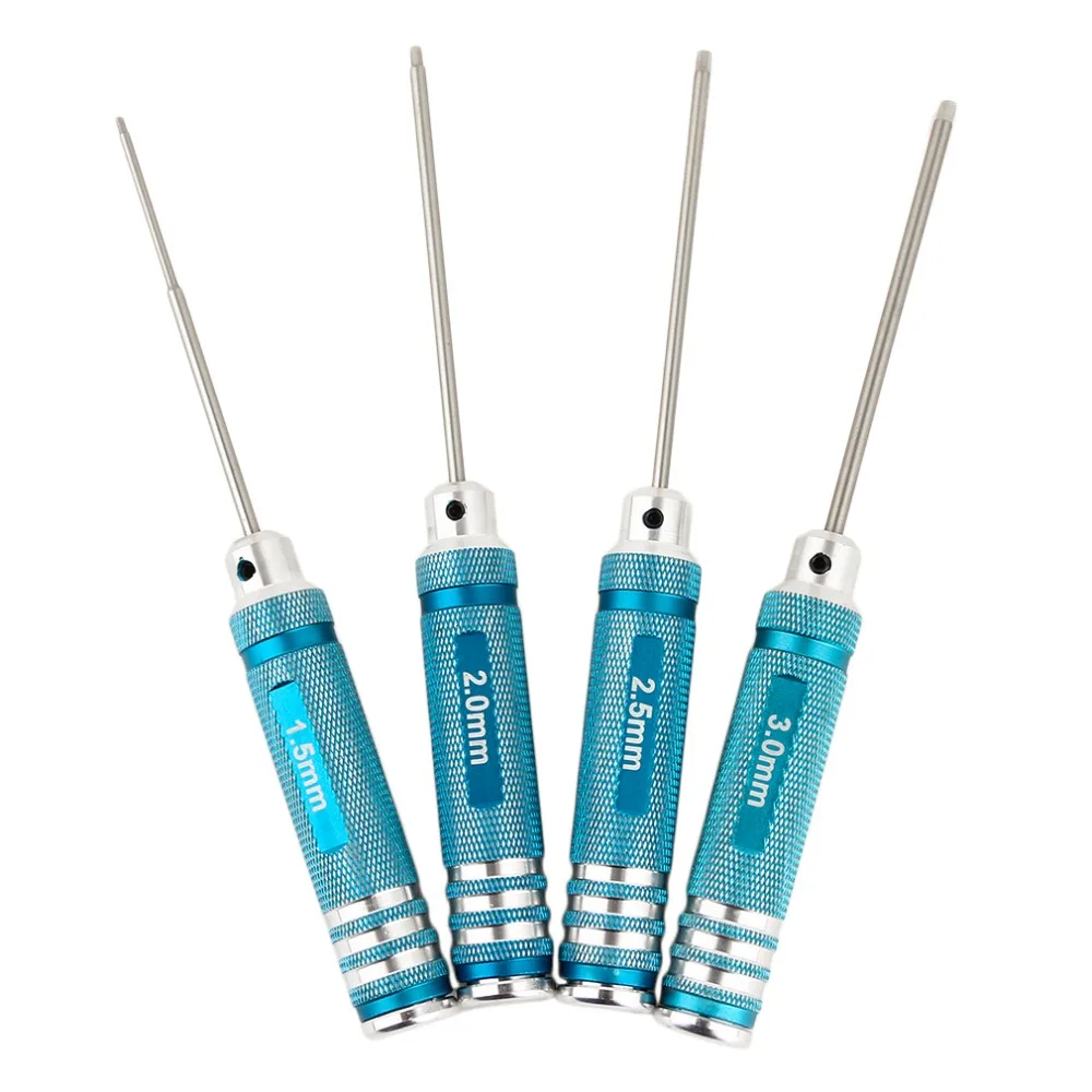 

OCDAY White steel/Titanium Plating Blue 4Pcs Hex Screwdriver Screw Driver Tool Kit Set For RC Car Aircraft Other Toys New Sale