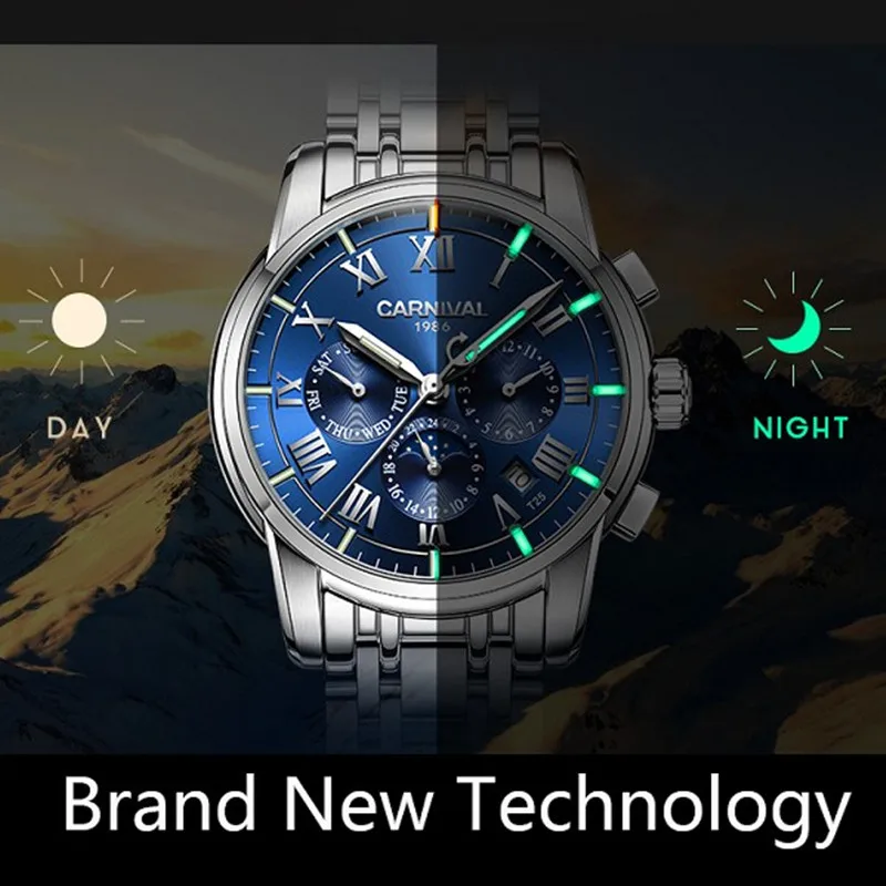 Карнавальный роскошный бренд Тритий T25 светящиеся военные часы Мужские АВТО механические сапфировые часы полностью стальные водонепроницаемые часы uhren