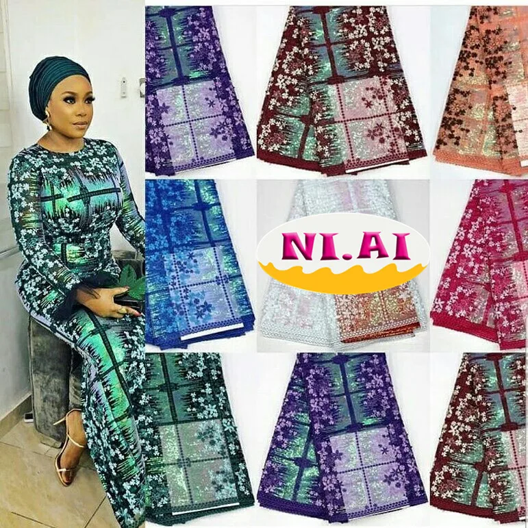 

Ins Hot Sale Style Lace Fabric 2018, Sequin Wedding Lace Fabric, African Lace Embroidered Net Fabric MR1817B
