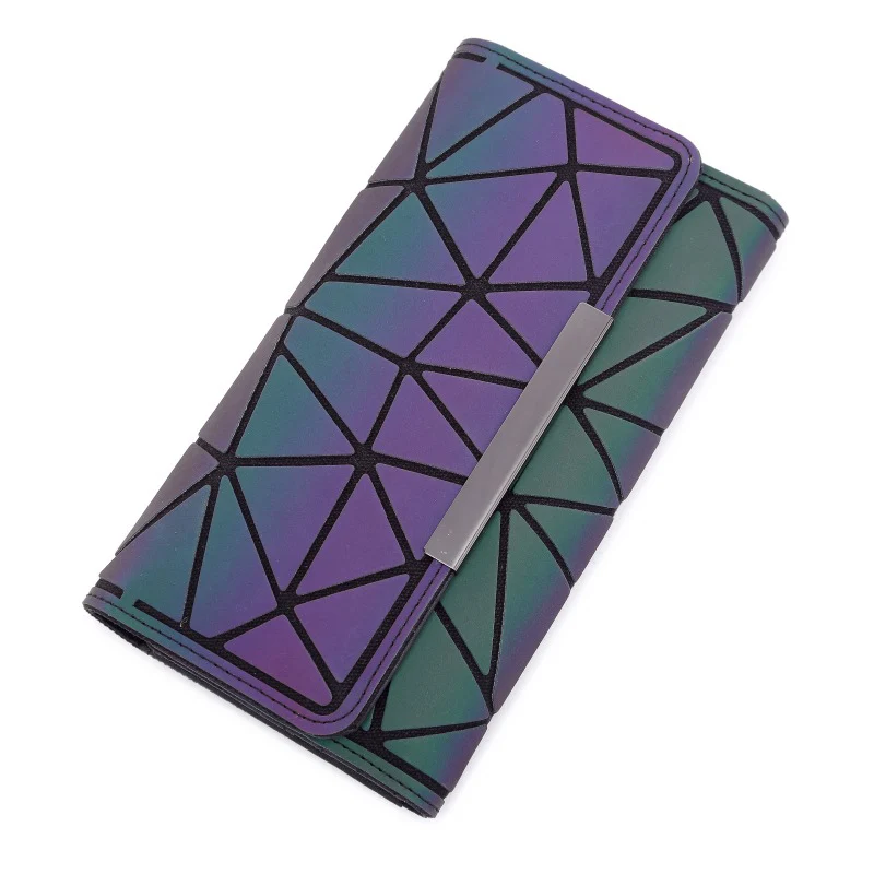 

Luminous Wallets Card Holder Wallet Women Long Clutch Small Purses Lattice Standard Wallets Laser bag carteir