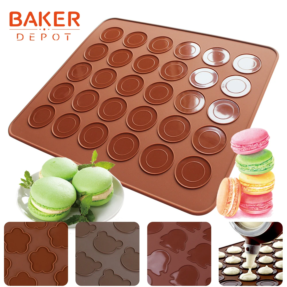 

BAKER DEPOT silicone macaron mat cake pastry biscuit bakeware insulation pad cake baking oven mats round heart bear macarons mat