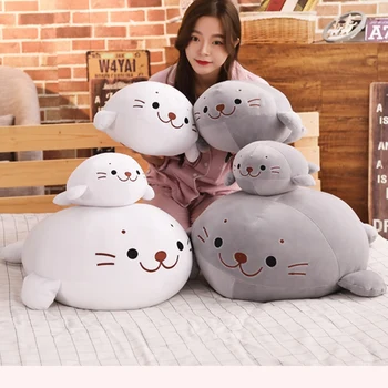 

40cm/60cm Soft White/Gray Sea Lion Plush Pillow Cartoon Animal Sea Lion Stuffed Doll Bed Sofa Cushion Baby Sleeping Toy Kid Gift