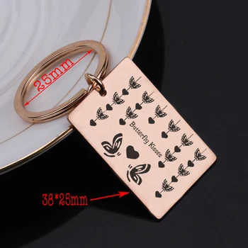 

New Creative Engraved Key Chain Butterfly Heart High Quality Key Holder Car Key Tag Bag Charm Butterfly Kisses Lover Gifts