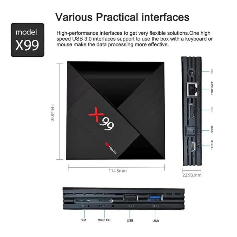 X99 Android 7,1 ТВ коробка RK3399 4 Гб Оперативная память 32 ГБ Встроенная память с голосовым дистанционным 5G Wi-Fi супер 4 K OTT Smart Set TOP BOX ТВ коробка