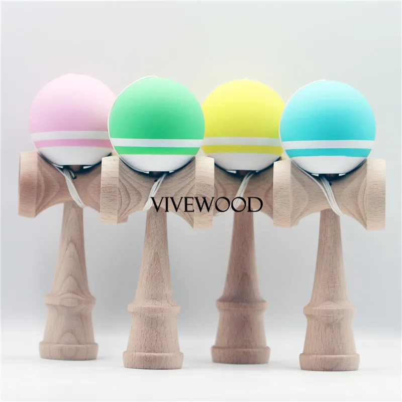 

Silk Rubber Kendama,Lovely color designed for kids, 1 stripe and a white stripe near the bevel for prime tracking,Beech V2.0 Ken