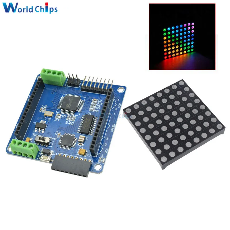 8x8 8*8 RGB светодиодный матричный плата драйвера модуля+ Полный Цвет Радуга V2.0 Мини матричный RGB светодиодный драйвер щит для Arduino AVR