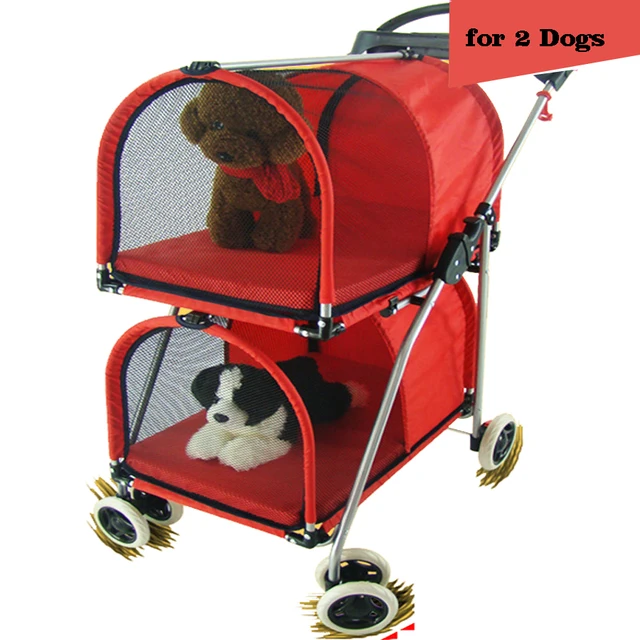 Double layer pet stroller cat dog ger stollers for two dogs within 10KG