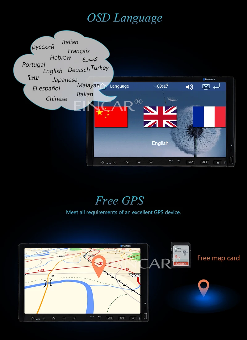 Perfect Radio Autoradio Logo CD RDS win8 AMP Video Stereo GPS Car DVD MP3 7"Touch Screen Player FM AM Audio 3D BT Sub 4