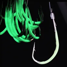 30 шт./лот светящиеся рыболовные крючки аутентичный колючая крючок с леской перевернутый рыболовный крючок 12#14#16#18