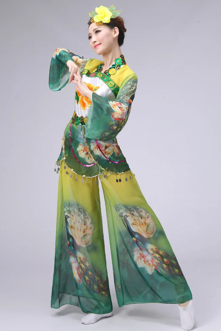 (088) woman Chinese classical dance costume elegant peacock dance costumes embroidered female yangko/umbrella dance clothing