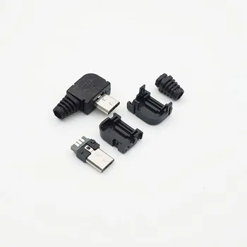 

100sets/lot Micro 5P USB male Plug Solder type Tail Charging plug 90 Degree