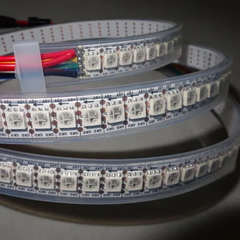 

Addressable 2m 144LEDs/m DC5V WS2813 RGB full color led pixel strip;waterproof in silicon tube;IP66,with 144pixels/M;WHITE PCB