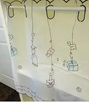 

Translucent cartoon embroidery gift style white yarn kitchen half curtain