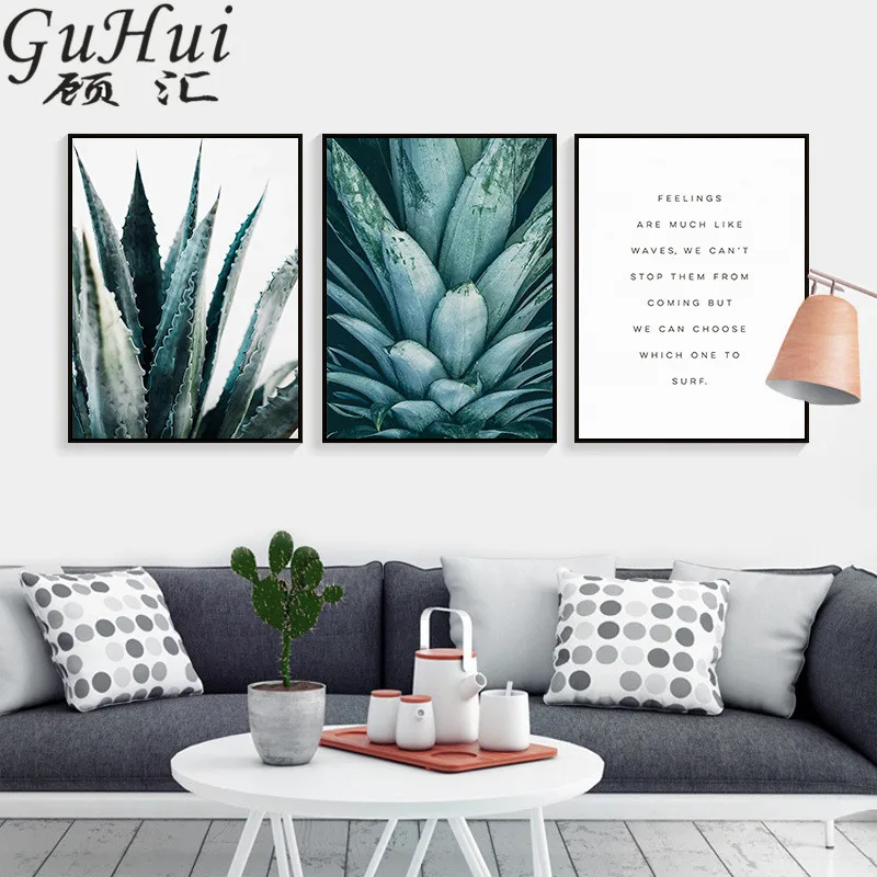 

Nordic Fragrance Green Aloe Succulent Plants Canvas Painting Decorative Modern Living Room Immature Buds Wall Art Poster
