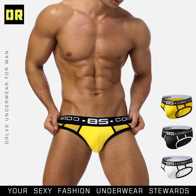 

BS Brand Sexy Underwear Men briefs cuecas men bikini slip homme underpants brief pouch gay mesh jockstrap BS107