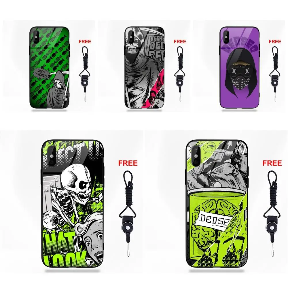 

Vvcqod Print Soft TPU Frame+Tempered Glass Phone Case Watch Dogs 2 Dedsec For Apple iPhone X XS Max XR 5 5C 5S SE 6 6S 7 8 Plus
