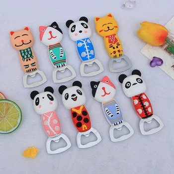 

50pcs PVC Soft Plastic Cartoon Bottle Opener Creative Cute Panda Cat Stainless Steel Beer Opener Party Favor Gift