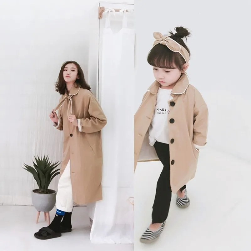 

Mommy and Me Baby Clothes Matching Outfits for Family Mom and Daughter Dress Autumn Coats Korean Women Children Windbreaker.