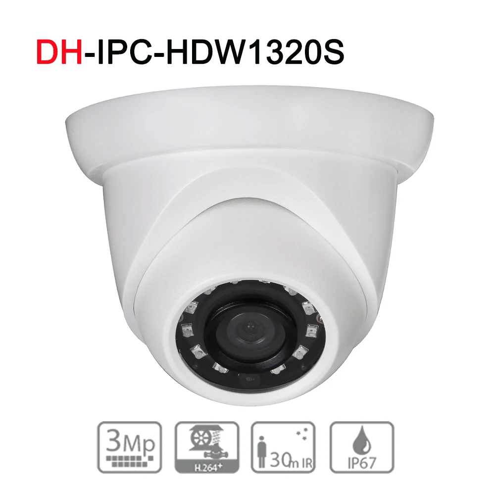 

Original IPC-HDW1320S 3MP Mini Dome IP Camera Day/Night infrared CCTV Camera Updatable POE IP67 Security Camera