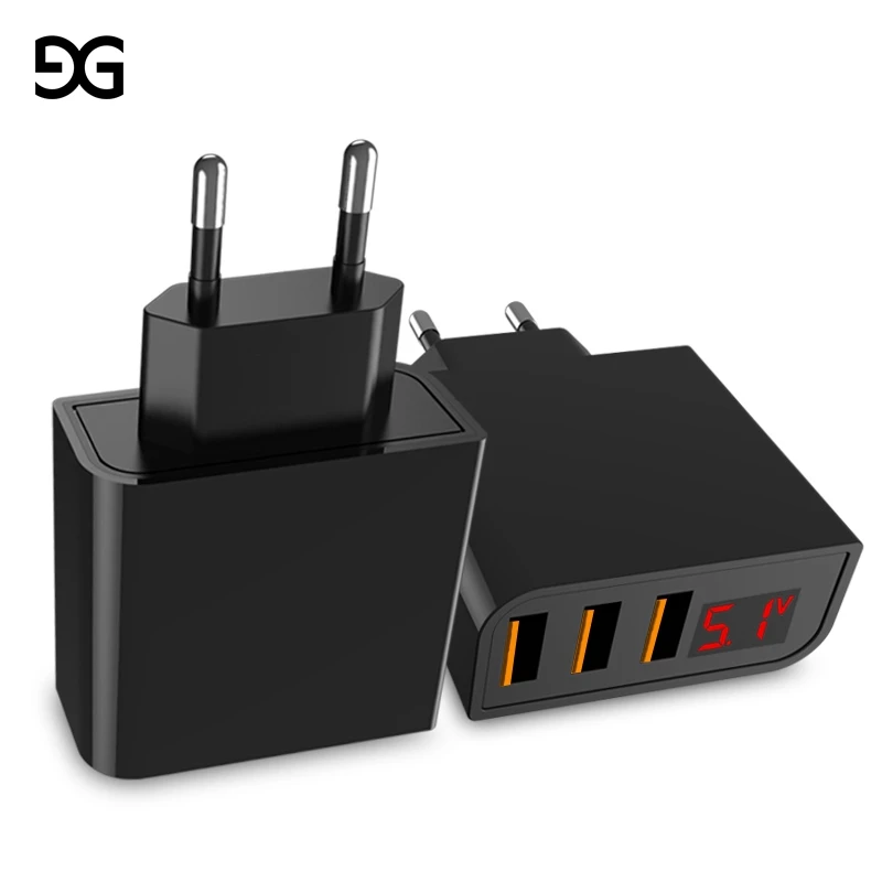

GUSGU LED Digital 3 Ports USB Charger Universal EU Plug Wall Mobile Phone Charger For iPhone X 8 7 For Samsung S8 S9 Adapter