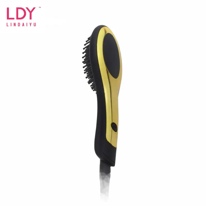 

LDY Flat Iron Gold Hair Straightening Brush Styling Salon Care Thermal Equipment Corrugation Fast Straightener Comb Ptc Heating