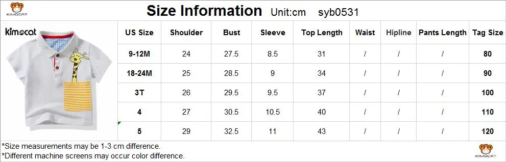 Kimocat/Одежда для маленьких мальчиков футболка с лацканами и жирафом для мальчиков летняя детская футболка с короткими рукавами для малышей Детские футболки из хлопка