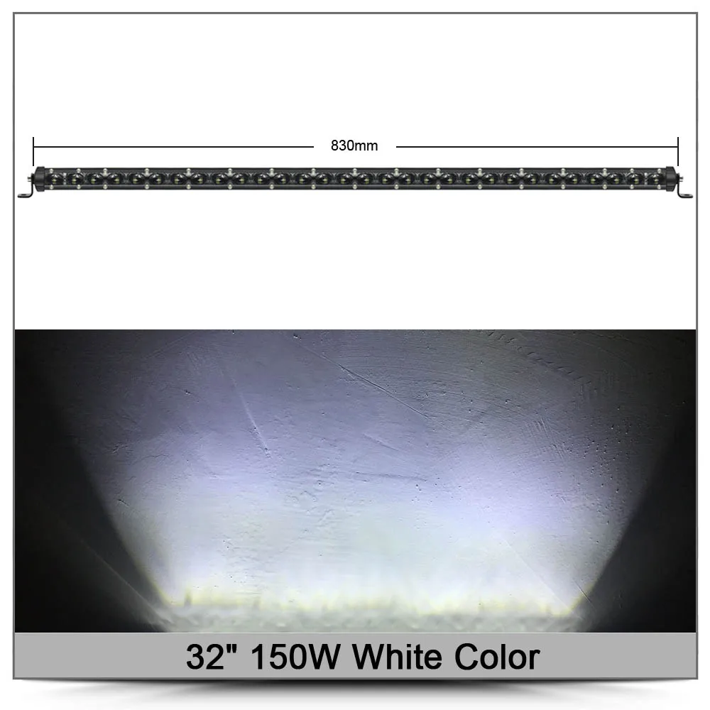 Супер тонкий 6D Объектив 150 Вт 120 Вт 90 Вт 20 дюймов светодиодный бар внедорожный свет для авто 12 В 24 в ATV 4x4 внедорожные автомобильные рабочие огни дальнего света - Цвет: 32 Inch 150W White