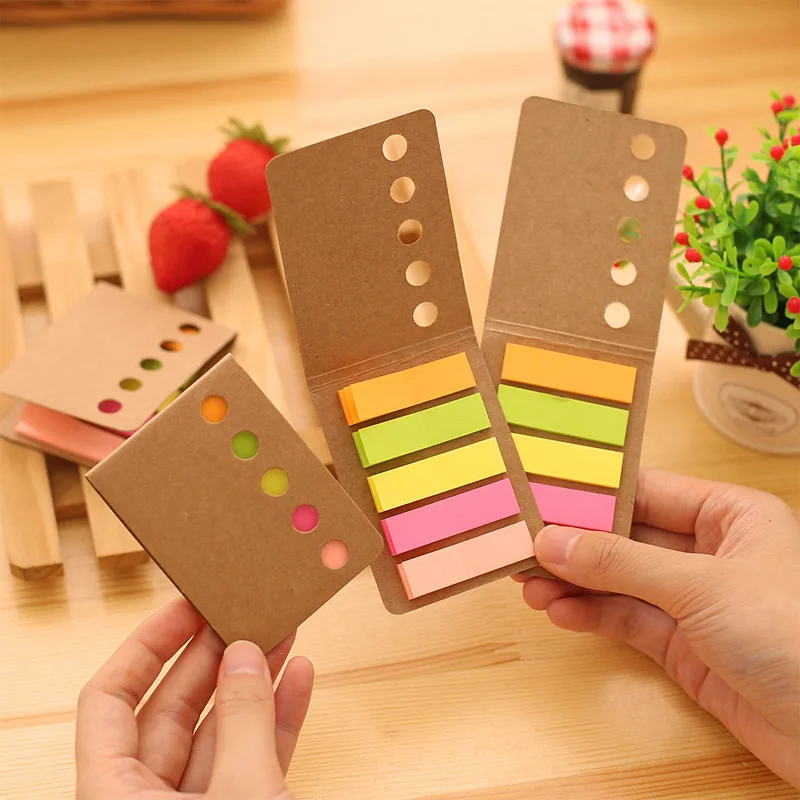 

2Pcs Candy Colored Index Tab Memo Pad Sticker Kawaii Block Sticky Note Sheet Flag Office Cool Stationery Bookmark Notepad Label