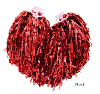 

2pcs Cheerleading Pom Poms for Football Basketball Match Cheerleading pompoms cheerleader cheerleading metallic pompom Red