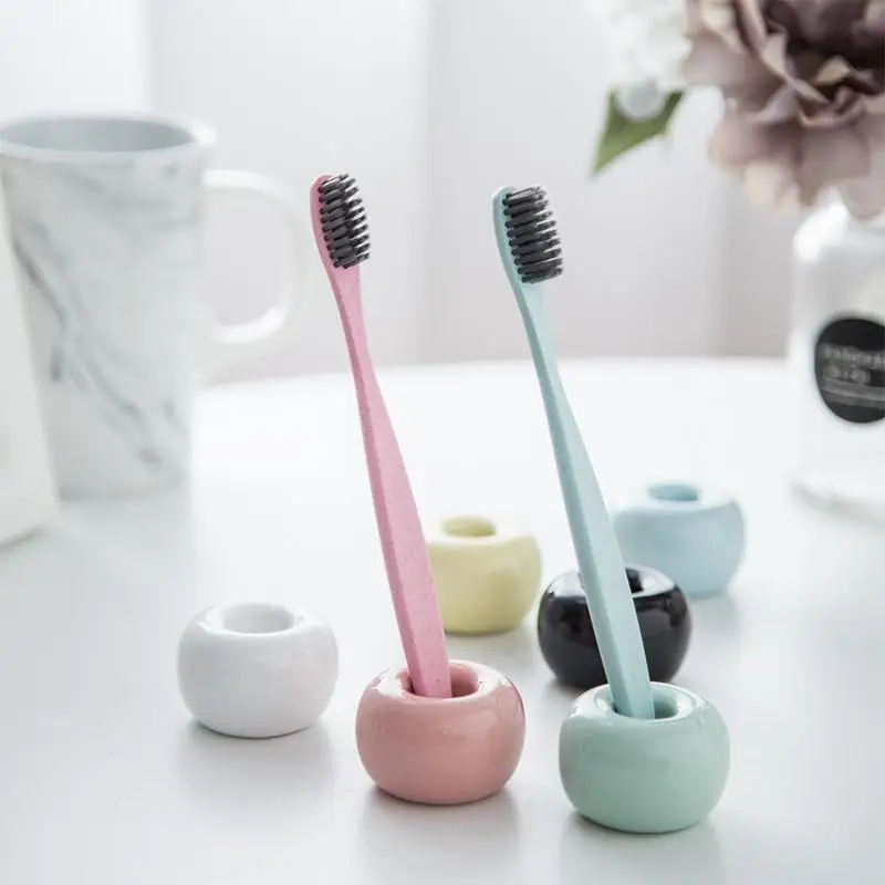 

2PCS/Set Ceramic Toothbrush Holder Couple Non-Slip Toothbrush Storage Rack Personality Simple Ceramic Toothbrush Holder