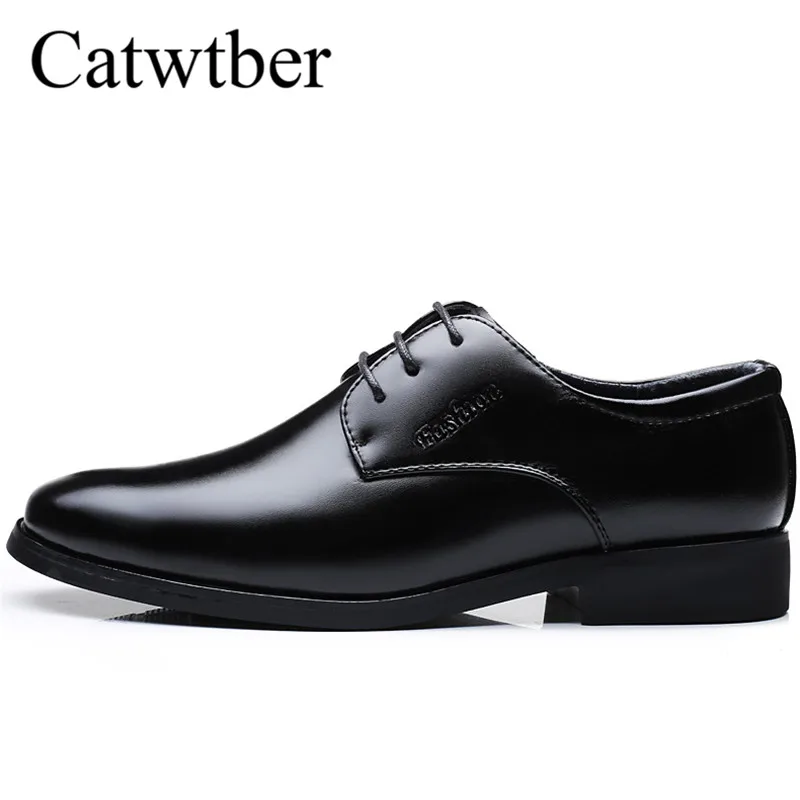 

Catwtber Fashion Retro Men Dress Shoes Business Oxfords Shoes Microfiber Leather Lace-up Formal Luxury Brand Man Brogue Shoes