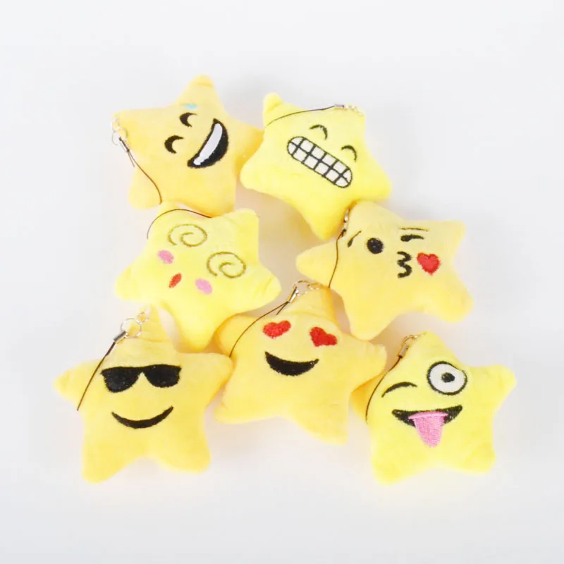 Plush Cartoon Star Expression Pendant Five pointed Star Cute Key Bag