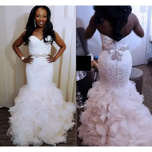 Elegant African Mermaid Wedding Dresses 2019 robe de mariee Black Women