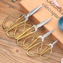 Stainless Steel Sewing Scissors Short Cutter Durable Household Tailor Scissor Gold Scissors Fabric Cutter Craft Tools for Sewing tailor shear sewing cut pinking scissor leather craft fabric upholstery tool textile denim cutter sewing tool gold