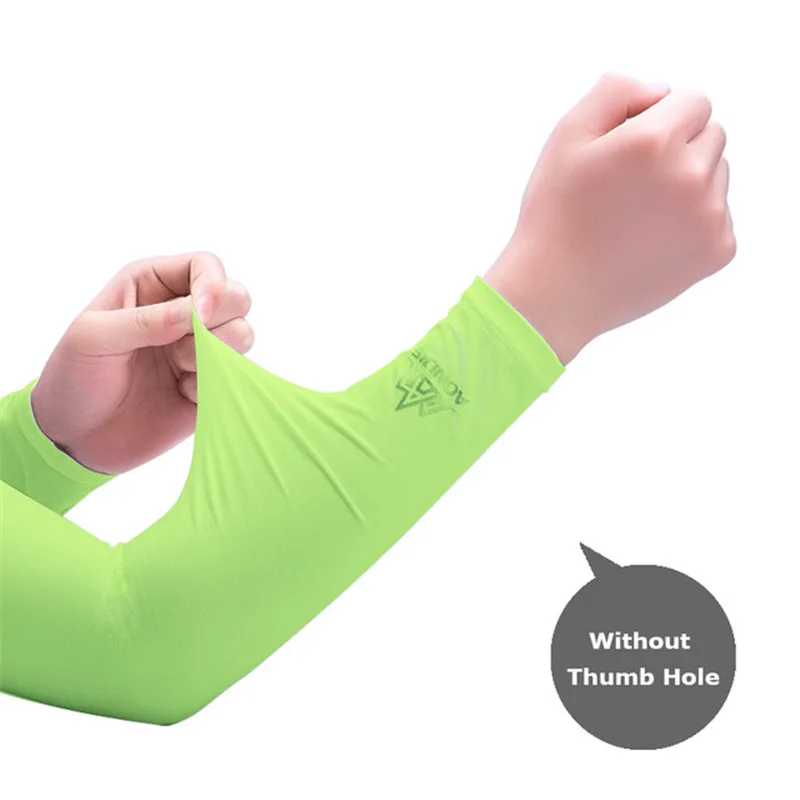 green no holes Aonijie УФ Защита от солнца охлаждающие нарукавники кулер для рук теплые перчатки бег Гольф Велоспорт Вождение бег - Цвет: green no holes