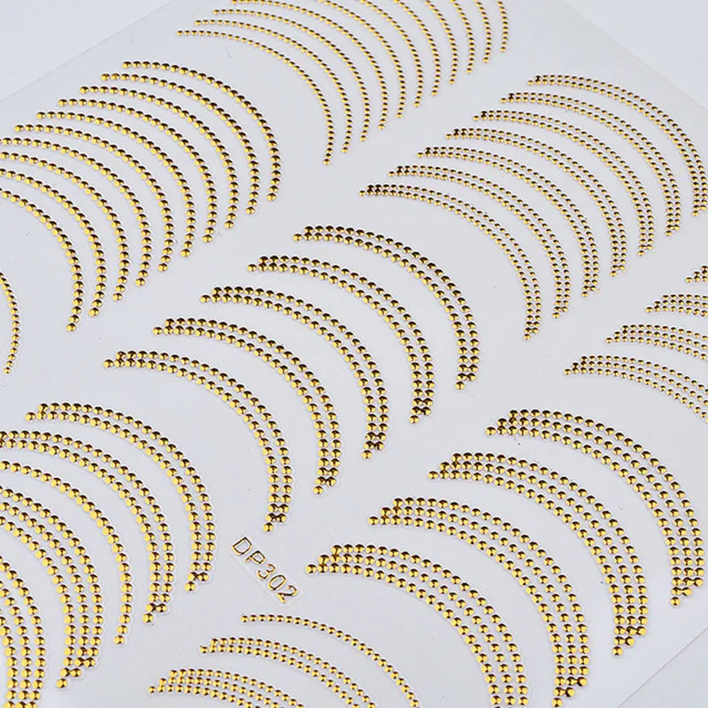 3D стикер для ногтей s полосы с волнообразными линиями золотые наклейки для ногтей блеск тонкий клей Маникюр переводная наклейка водная горка наклейки на Кончики ногтей