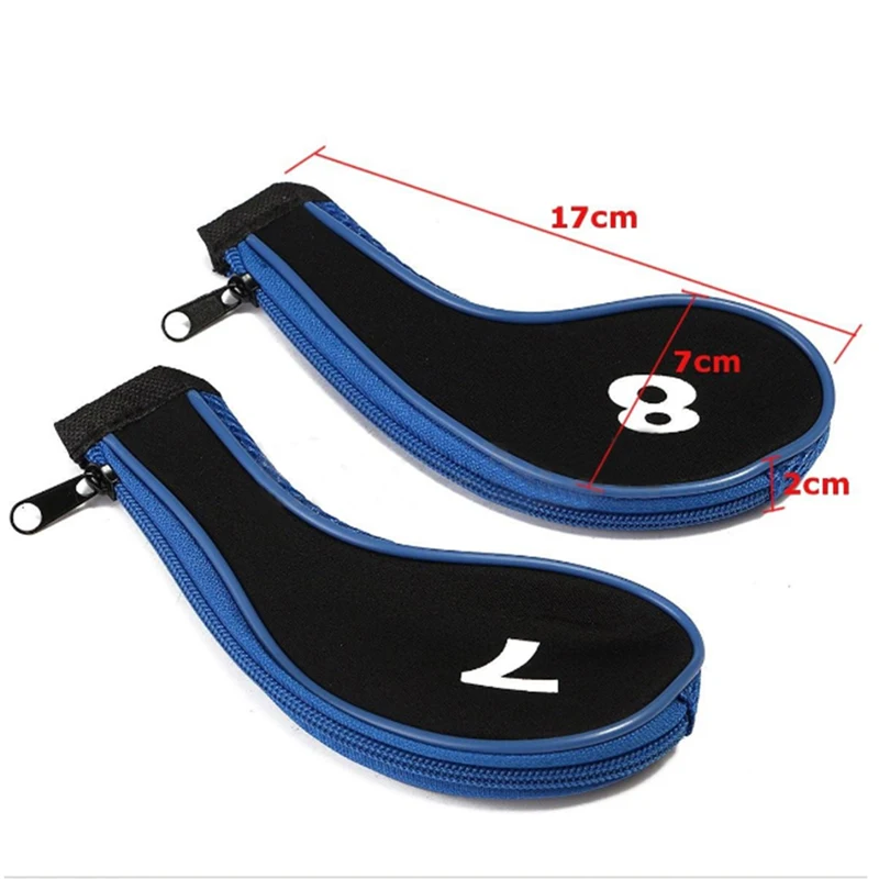 High Quality 12Pcs Rubber Neoprene Golf Head Cover Golf Club Iron Putter with Zipper Long Neck Protect Set Number Printed