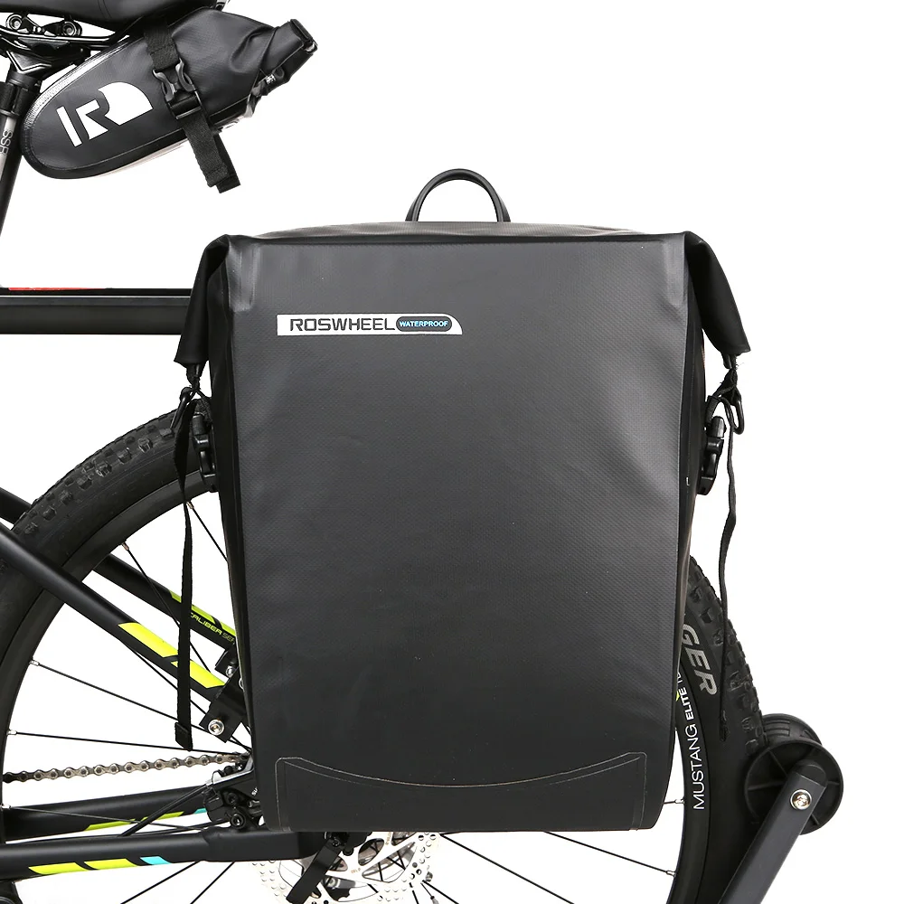 Perfect ROSWHEEL 20L Large Capacity Water Resistant Bicycle Rear Rack Bag Hanging Pannier PVC Bicycle Rear Rack Bike Front Tube Pannier 2 Perfect ROSWHEEL 20L Large Capacity Water Resistant Bicycle Rear Rack Bag Hanging Pannier PVC Bicycle Rear Rack Bike Front Tube Pannier 2